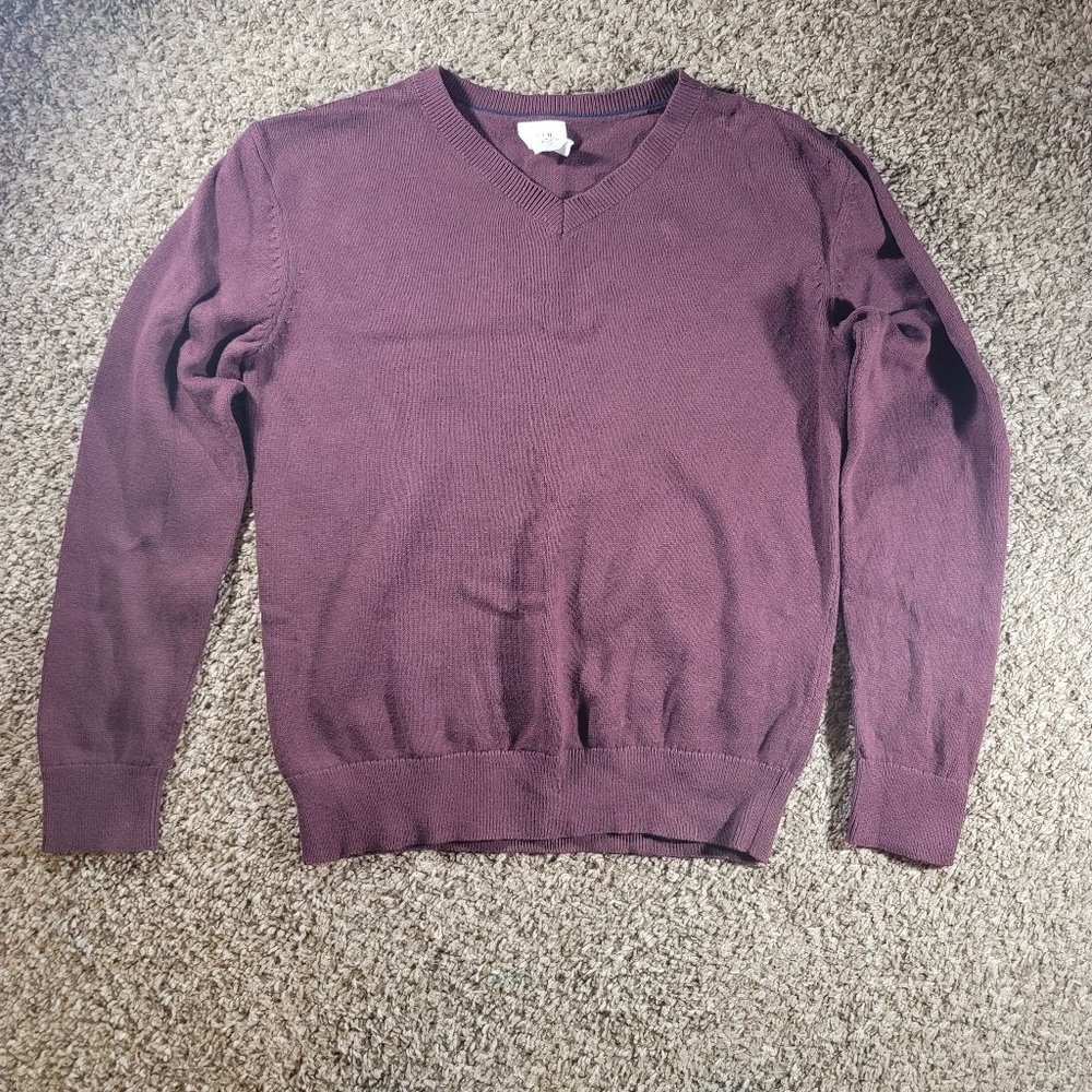 Gap Kids V-Neck 100% Organic Cotton Uniform Sweater Size Medium (8-9) Burgundy